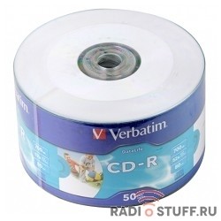 Verbatim  Диски CD-R  80min, 700mb, 52x Ink Print bulk (50шт) [43794]