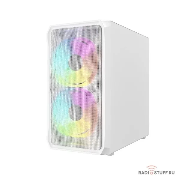 Powercase Mistral Micro A3B ARGB, Tempered Glass, 2x 140mm ARGB PWM+1x 120mm ARGB PWM, белый, mATX  (CMMAW-A3)