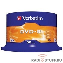 Verbatim  Диски DVD-R  4.7Gb 16-х, 50шт, Cake Box (43548)