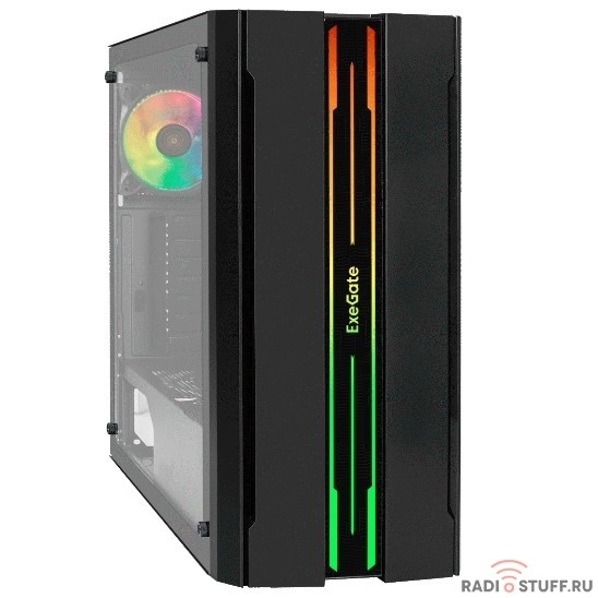 Exegate EX292733RUS Корпус Miditower ExeGate EVO-5020-NPX500 (ATX, 500NPX 12см, с окном, 1*USB+1*USB3.0, HD аудио, 1 вент. 12см с RGB подсветкой)