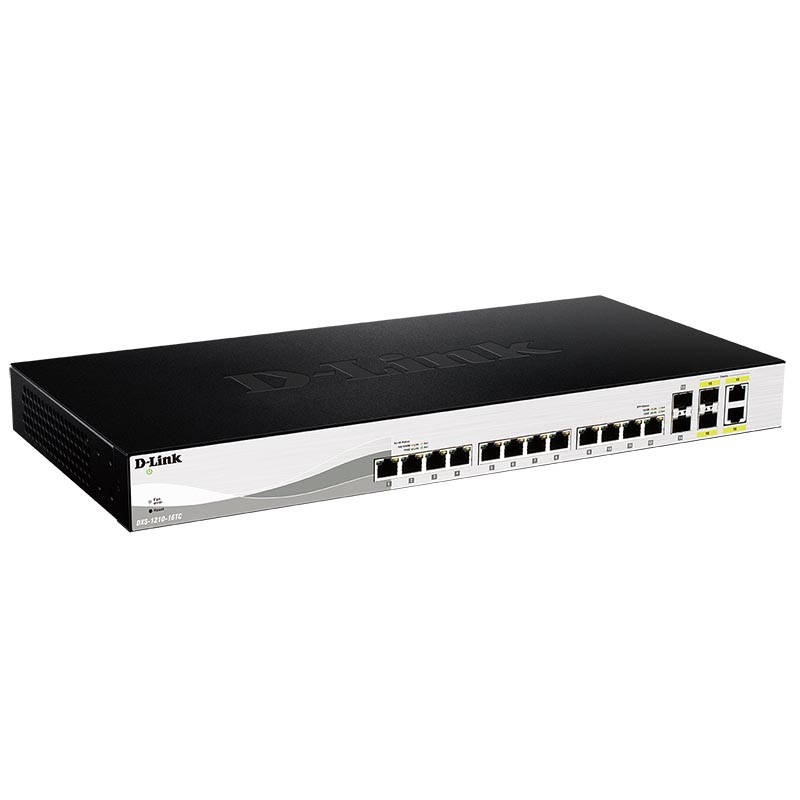 D-Link DXS-1210-16TC/A2A PROJ Настраиваемый коммутатор Smart уровня 2+ с 12 портами 10GBase-T, 2 портами 10GBase-X SFP+ и 2 комбо-портами 10GBase-T/SFP+