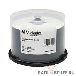 Verbatim  Диски CD-R 25 шт.   Printable InkJet, 52-x 700Mb, Cake Box (43439)