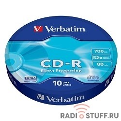 Verbatim  Диски CD-R  10шт. 52x 700Mb, Shrink (43725)