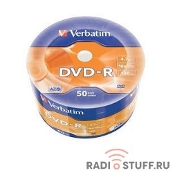 Verbatim  Диски DVD-R Verbatim 16-x 4.7Gb (50 шт)/Shrink/50 Azo (43788)  