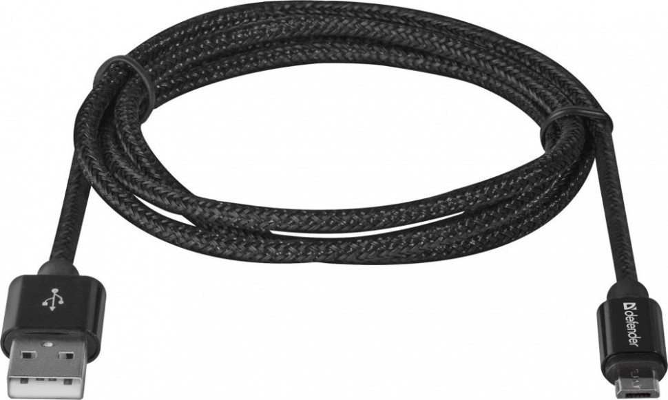 Кабель USB2.0 TO MICRO-USB 1M BLACK USB08-03T 87802 DEFENDER