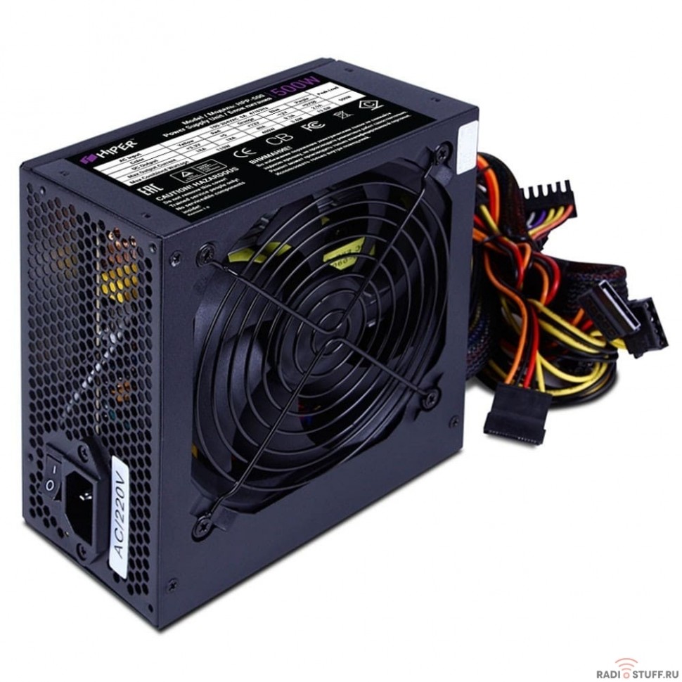 HIPER Блок питания HPP-500 BOX (ATX 2.31, 500W, Active PFC, 120mm fan, черный) 