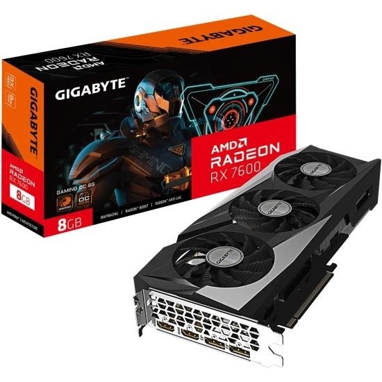 Видеокарта GIGABYTE AMD Radeon RX 7600 8 Гб GDDR6 128 бит Memory 18000 МГц Активный 2xВыход HDMI 2xВыход DisplayPort GV-R76GAMINGOC-8GD