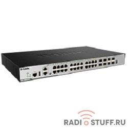 D-Link DGS-3630-28TC/A2AMI PROJ Управляемый стекируемый коммутатор 3 уровня с 20 портами 10/100/1000Base-T, 4 комбо-портами 10/100/1000Base-T/SFP,4 портами 10GBase-X SFP+ и программным обеспечением MI