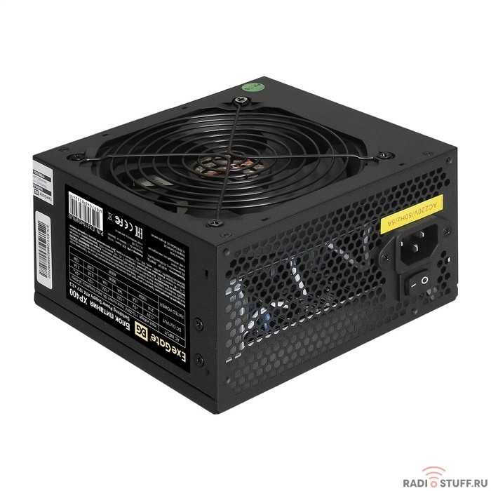 Exegate EX219459RUS-PC Блок питания 400W ExeGate XP400 (ATX, PC, 12cm fan, 24pin, 4pin, 3xSATA, 2xIDE, black, кабель 220V в комплекте)