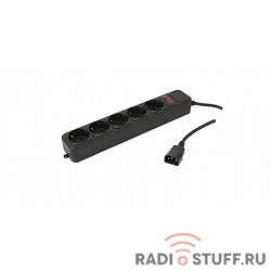 PC PET Сетевой удлинитель AP01006-E-B 1.8м (5 розеток, входн.вилка IEC 320,выход.роз.EURO/RUS), черный {619892}