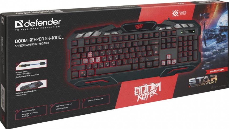 Клавиатура USB DOOM KEEPER GK-100D RU 45100 DEFENDER