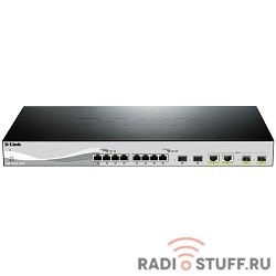 D-Link DXS-1210-12TC/A2A PROJ Настраиваемый коммутатор Smart уровня 2+ с 8 портами 10GBase-T, 2 портами 10GBase-X SFP+ и 2 комбо-портами 10GBase-T/10GBase-X SFP+