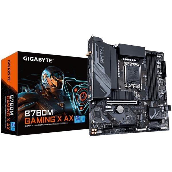 Материнская плата GIGABYTE Intel B760 Express LGA1700 MicroATX Memory DDR5 2xM.2 1xВыход HDMI 1xВыход DisplayPort 5xНаличие USB 2.0 3xUSB 3.2 1xRJ45 B760MGAMINGXAX1.1