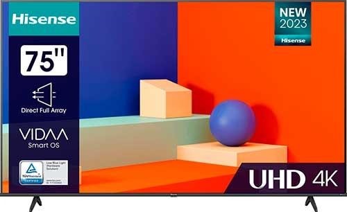 Телевизор HISENSE 75" 4K/UHD 3840x2160 TV Bluetooth Wi-Fi Direct черный 75A6K