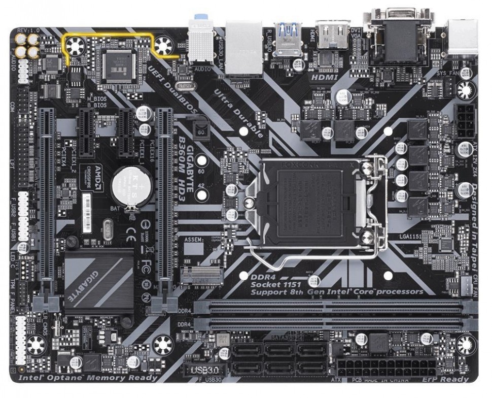 Материнская плата B360 S1151 MATX B360M HD3 GIGABYTE